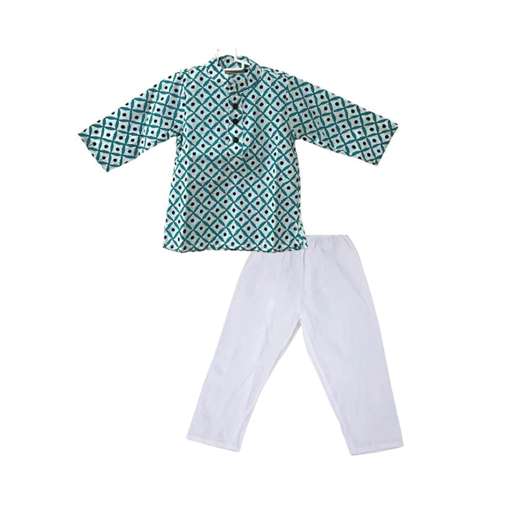 Maitreyo Unisex Kids Pure Cotton Print Kurta Pyjama Set-1